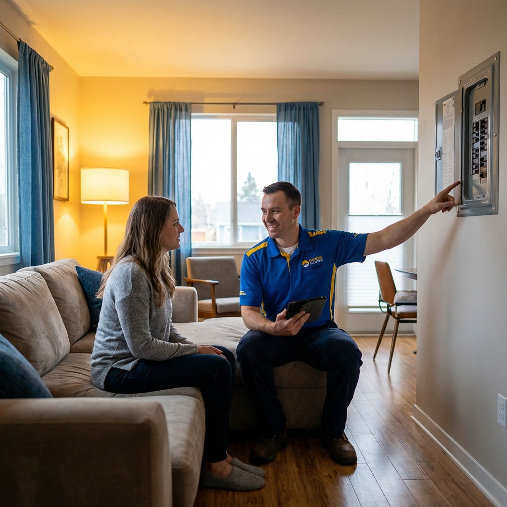 Técnico asesorando cliente